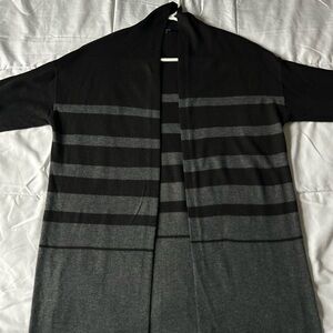 Tahari Women's Black and Gray Striped Cardigan